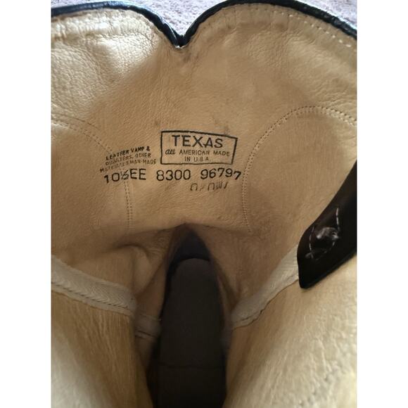 Vintage 1970’s/80’s Black Leather Texas Boots Cowboy Boots 10.5 EE - Picture 5 of 5